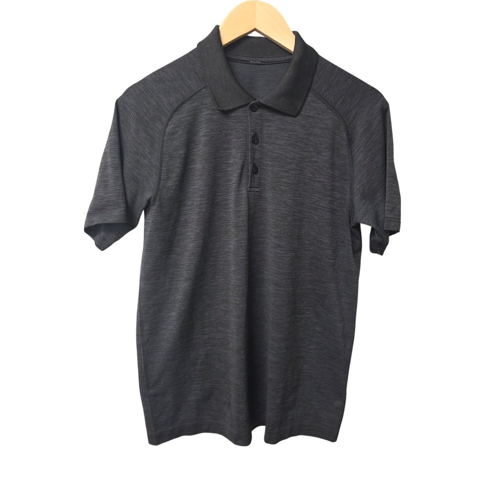 Lululemon Metal Vent Tech Polo Men M Black Grey Athletic Golf Performance Shirt